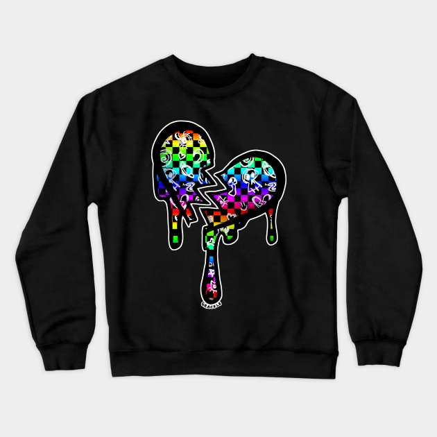 Rainbow Checkerboard Heart Crewneck Sweatshirt by Jan Grackle